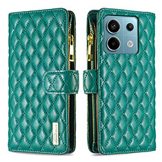 Funda de Cuero Cartera con Soporte Carcasa B12F para Xiaomi Redmi Note 13 Pro 5G Verde