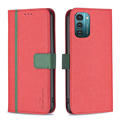 Funda de Cuero Cartera con Soporte Carcasa B13F para Nokia G21 Rojo