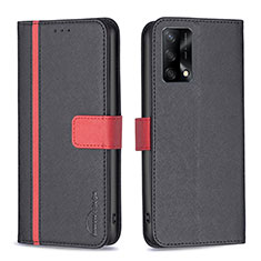 Funda de Cuero Cartera con Soporte Carcasa B13F para Oppo A74 4G Negro