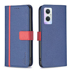 Funda de Cuero Cartera con Soporte Carcasa B13F para Oppo A96 5G Azul