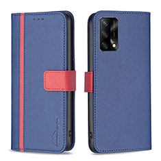 Funda de Cuero Cartera con Soporte Carcasa B13F para Oppo F19 Azul