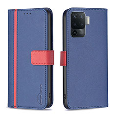 Funda de Cuero Cartera con Soporte Carcasa B13F para Oppo F19 Pro Azul