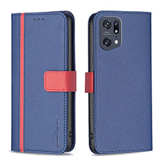 Funda de Cuero Cartera con Soporte Carcasa B13F para Oppo Find X5 Pro 5G Azul