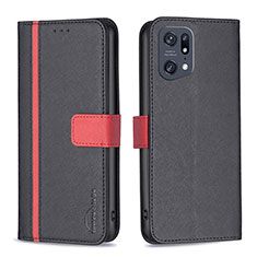 Funda de Cuero Cartera con Soporte Carcasa B13F para Oppo Find X5 Pro 5G Negro