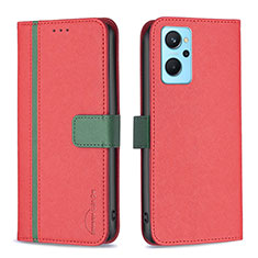 Funda de Cuero Cartera con Soporte Carcasa B13F para Oppo K10 4G Rojo