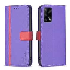 Funda de Cuero Cartera con Soporte Carcasa B13F para Oppo Reno6 Lite Morado