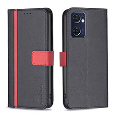 Funda de Cuero Cartera con Soporte Carcasa B13F para Oppo Reno7 5G Negro