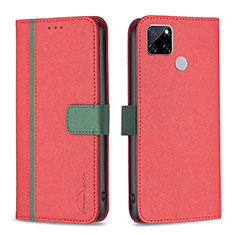 Funda de Cuero Cartera con Soporte Carcasa B13F para Realme 7i RMX2193 Rojo