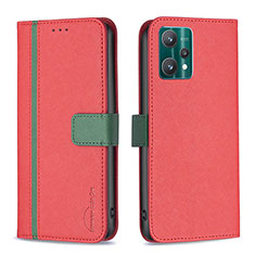 Funda de Cuero Cartera con Soporte Carcasa B13F para Realme 9 5G Rojo