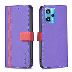 Funda de Cuero Cartera con Soporte Carcasa B13F para Realme 9 Pro+ Plus 5G Morado