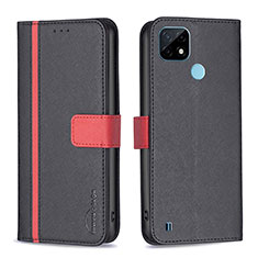 Funda de Cuero Cartera con Soporte Carcasa B13F para Realme C21 Negro