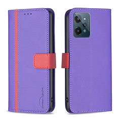 Funda de Cuero Cartera con Soporte Carcasa B13F para Realme C31 Morado