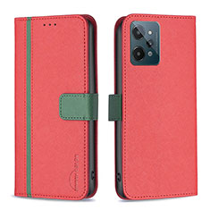 Funda de Cuero Cartera con Soporte Carcasa B13F para Realme C31 Rojo