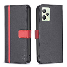 Funda de Cuero Cartera con Soporte Carcasa B13F para Realme C35 Negro