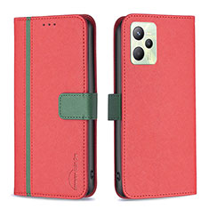 Funda de Cuero Cartera con Soporte Carcasa B13F para Realme C35 Rojo