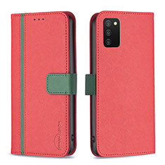 Funda de Cuero Cartera con Soporte Carcasa B13F para Samsung Galaxy A03s Rojo