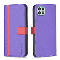 Funda de Cuero Cartera con Soporte Carcasa B13F para Samsung Galaxy A22 5G Morado