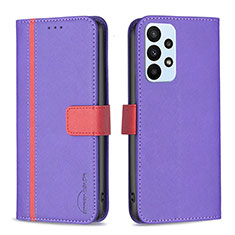 Funda de Cuero Cartera con Soporte Carcasa B13F para Samsung Galaxy A23 4G Morado