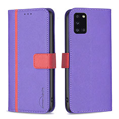 Funda de Cuero Cartera con Soporte Carcasa B13F para Samsung Galaxy A31 Morado