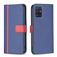 Funda de Cuero Cartera con Soporte Carcasa B13F para Samsung Galaxy A51 4G Azul