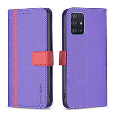 Funda de Cuero Cartera con Soporte Carcasa B13F para Samsung Galaxy A51 4G Morado