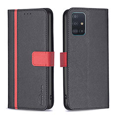 Funda de Cuero Cartera con Soporte Carcasa B13F para Samsung Galaxy A51 5G Negro