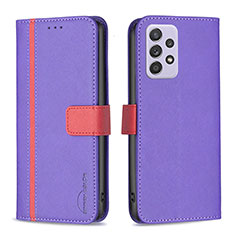 Funda de Cuero Cartera con Soporte Carcasa B13F para Samsung Galaxy A52 5G Morado