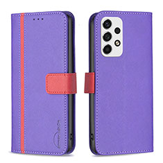 Funda de Cuero Cartera con Soporte Carcasa B13F para Samsung Galaxy A53 5G Morado