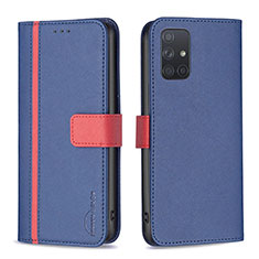 Funda de Cuero Cartera con Soporte Carcasa B13F para Samsung Galaxy A71 5G Azul