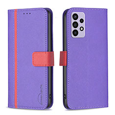 Funda de Cuero Cartera con Soporte Carcasa B13F para Samsung Galaxy A72 5G Morado