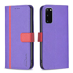 Funda de Cuero Cartera con Soporte Carcasa B13F para Samsung Galaxy S20 5G Morado