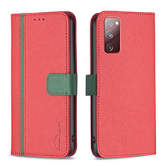 Funda de Cuero Cartera con Soporte Carcasa B13F para Samsung Galaxy S20 Lite 5G Rojo