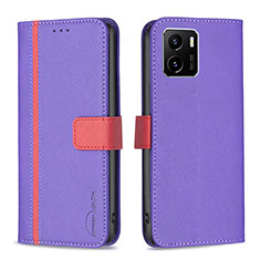 Funda de Cuero Cartera con Soporte Carcasa B13F para Vivo iQOO U5x Morado