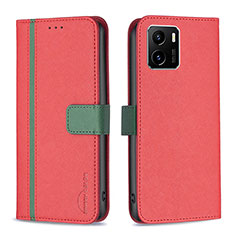 Funda de Cuero Cartera con Soporte Carcasa B13F para Vivo Y01A Rojo