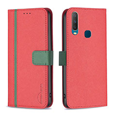 Funda de Cuero Cartera con Soporte Carcasa B13F para Vivo Y11 Rojo