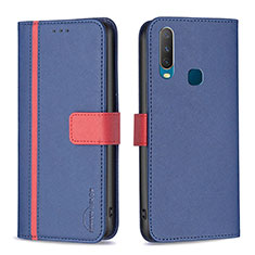 Funda de Cuero Cartera con Soporte Carcasa B13F para Vivo Y17 Azul