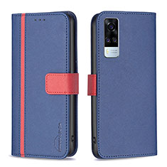 Funda de Cuero Cartera con Soporte Carcasa B13F para Vivo Y53s 4G Azul