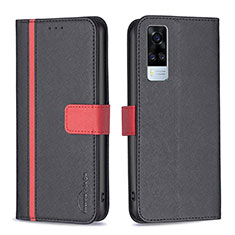 Funda de Cuero Cartera con Soporte Carcasa B13F para Vivo Y53s 4G Negro