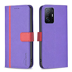 Funda de Cuero Cartera con Soporte Carcasa B13F para Xiaomi Mi 11T 5G Morado