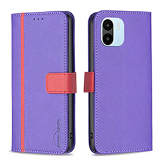 Funda de Cuero Cartera con Soporte Carcasa B13F para Xiaomi Poco C50 Morado