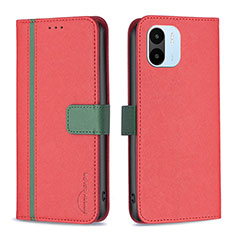 Funda de Cuero Cartera con Soporte Carcasa B13F para Xiaomi Poco C50 Rojo