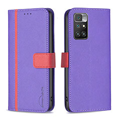 Funda de Cuero Cartera con Soporte Carcasa B13F para Xiaomi Redmi 10 (2022) Morado