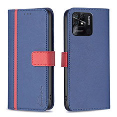 Funda de Cuero Cartera con Soporte Carcasa B13F para Xiaomi Redmi 10 India Azul