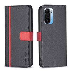 Funda de Cuero Cartera con Soporte Carcasa B13F para Xiaomi Redmi K40 5G Negro