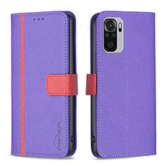 Funda de Cuero Cartera con Soporte Carcasa B13F para Xiaomi Redmi Note 10 4G Morado