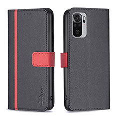 Funda de Cuero Cartera con Soporte Carcasa B13F para Xiaomi Redmi Note 10 4G Negro