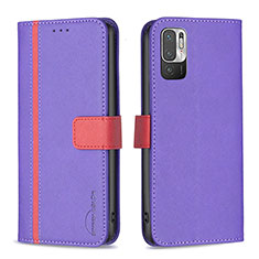 Funda de Cuero Cartera con Soporte Carcasa B13F para Xiaomi Redmi Note 10 5G Morado