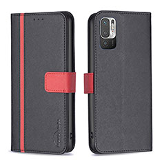 Funda de Cuero Cartera con Soporte Carcasa B13F para Xiaomi Redmi Note 10 5G Negro