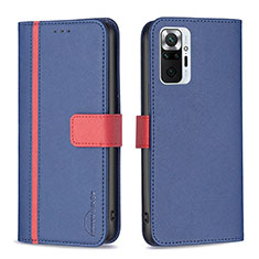 Funda de Cuero Cartera con Soporte Carcasa B13F para Xiaomi Redmi Note 10 Pro 4G Azul