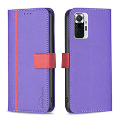 Funda de Cuero Cartera con Soporte Carcasa B13F para Xiaomi Redmi Note 10 Pro 4G Morado